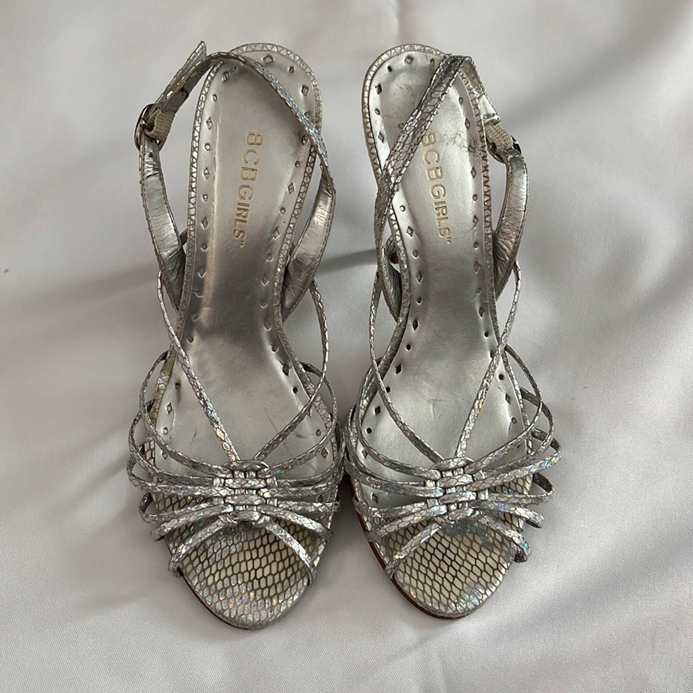 BCB Girls Silver open toe shoe